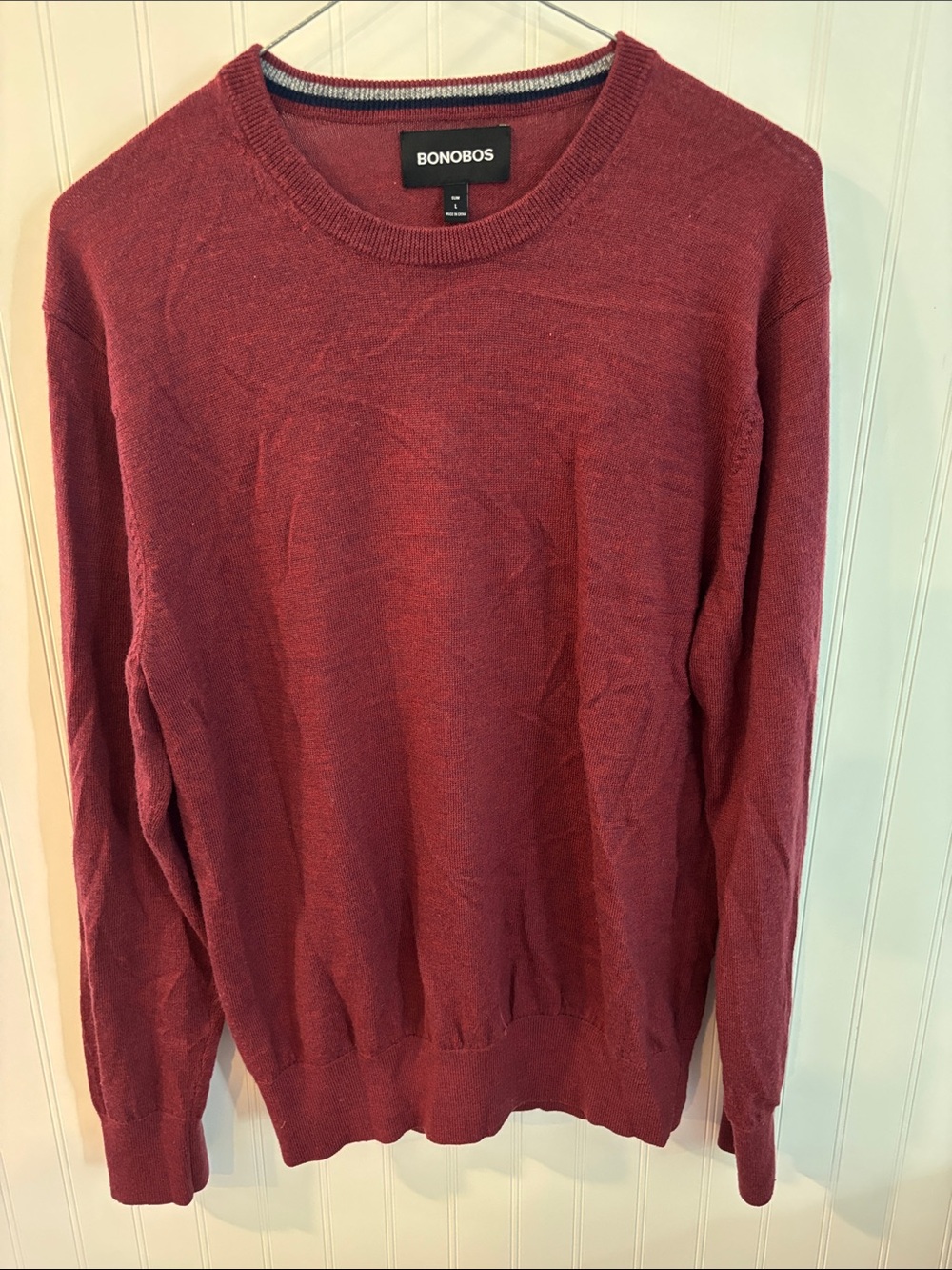 Bonobos Men's Crewneck Sweater in Burgundy Red
